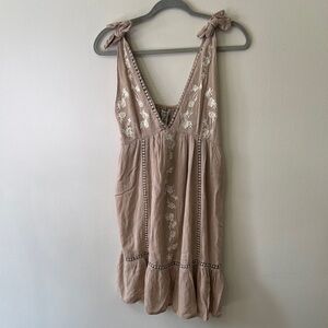 Jessica Simpson Boho Embroidered Tan Dress NWT